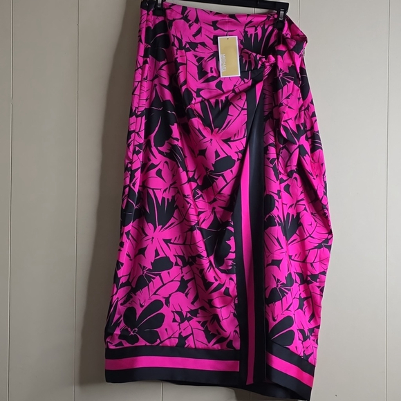 MICHEAL Micheal Kors Palm Print Faux Wrap Midi Skirt 12 - Picture 3 of 13